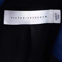 Pre Owned Victoria Beckham Navy Blue Striped Wool Contrast Trim Suit M 