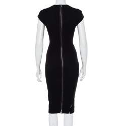 Pre Owned Victoria Beckham Black Crepe and Mesh Insert Bodycon Dress S