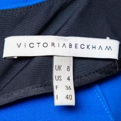 Pre Owned Victoria Beckham Blue Wool & Silk Paneled Mini Dress S