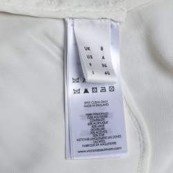 Pre Owned Victoria Beckham Off-White Floral Lace Pleated Asymmetric Hem Midi Skirt S