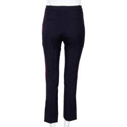 Pre Owned Victoria Victoria Beckham Navy Blue Wool Side Stripe Detail Trousers S