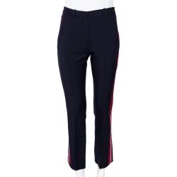 Pre Owned Victoria Victoria Beckham Navy Blue Wool Side Stripe Detail Trousers S