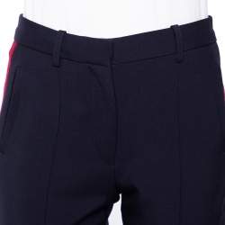 Pre Owned Victoria Victoria Beckham Navy Blue Wool Side Stripe Detail Trousers S