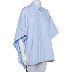 Pre Owned Victoria Victoria Beckham Blue Cotton Side Open Oversized Cape Shirt (One Size) 