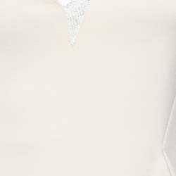 Pre Owned Victoria Beckham Cream Wool Crepe & Mesh Sleeveless Mini Dress S