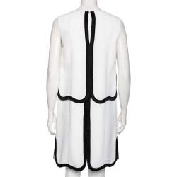 Pre Owned Victoria, Victoria Beckham Monochrome Crepe Overlay Detail Dress M
