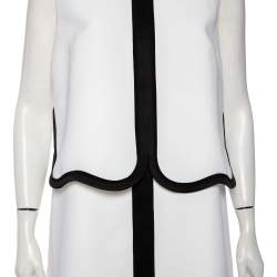 Pre Owned Victoria, Victoria Beckham Monochrome Crepe Overlay Detail Dress M