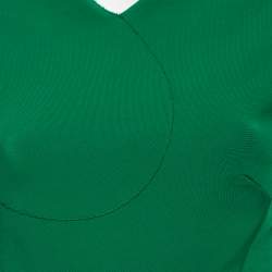 Pre Owned Victoria Beckham Green Stretch Knit Cap Sleeve Heart Midi Dress M