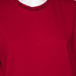 Pre Owned Victoria Victoria Beckham Red Cotton Short Sleeve Crewneck T-Shirt M