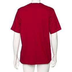 Pre Owned Victoria Victoria Beckham Red Cotton Short Sleeve Crewneck T-Shirt M