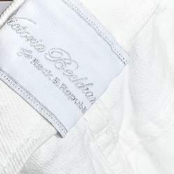 Pre Owned Victoria Beckham X Rock & Republic White Denim Crown Embroidered Capri Jeans M