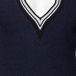 Pre Owned Victoria Beckham Navy Blue Wool V-Neck Mini Dress S 