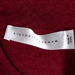 Pre Owned Victoria Beckham Burgundy Wool Blend Knit Polo T-Shirt M