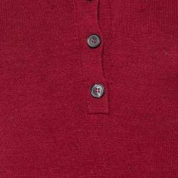 Pre Owned Victoria Beckham Burgundy Wool Blend Knit Polo T-Shirt M