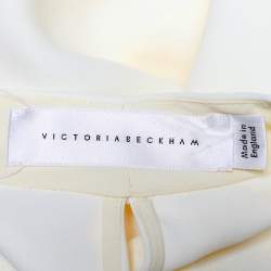Pre Owned Victoria Beckham Cream Crepe Plunging Neck Top L