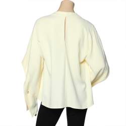Pre Owned Victoria Beckham Cream Crepe Plunging Neck Top L