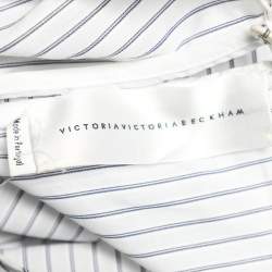 Pre Owned Victoria Beckham White Striped Cotton Top L