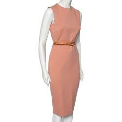 Pre Owned Victoria Beckham Pale Pink Knit Sleeveless Sheath Dress M