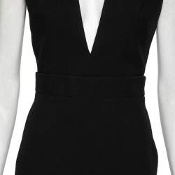 Pre Owned Victoria Beckham Black Crepe Plunging Neck Sleeveless Midi Dress M