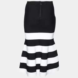 Pre Owned Victoria Beckham Monochrome Stripe Knit Trumpet Skirt S