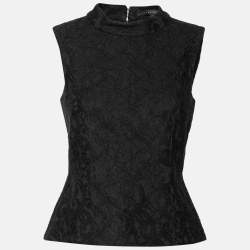 Pre Owned Victoria Beckham Black Floral Lace Sleeveless Top S