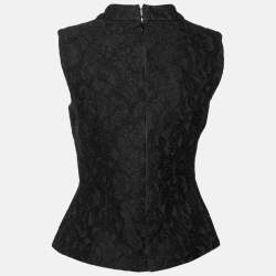 Pre Owned Victoria Beckham Black Floral Lace Sleeveless Top S