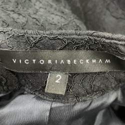 Pre Owned Victoria Beckham Black Floral Lace Sleeveless Top S