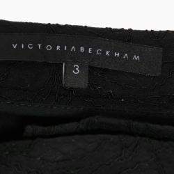 Pre Owned Victoria Beckham Black Lace Pleat Detailed Shorts M