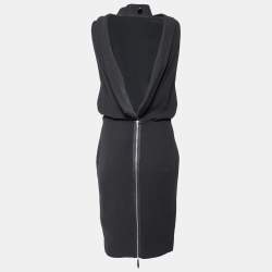 Pre Owned Victoria Beckham Black Wool & Silk Cut-Out Back Dress M