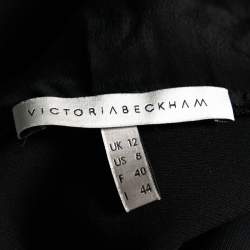 Pre Owned Victoria Beckham Black Wool & Silk Cut-Out Back Dress M
