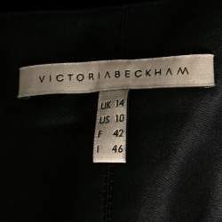 Pre Owned Victoria Beckham Navy Blue & Black Paneled Silk & Wool Strapless Dress L