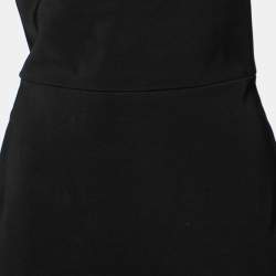 Pre Owned Victoria Beckham Black Stretch Knit Leather Strap Detail Dress M