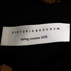 Pre Owned Victoria Beckham Black Stretch Knit Leather Strap Detail Dress M