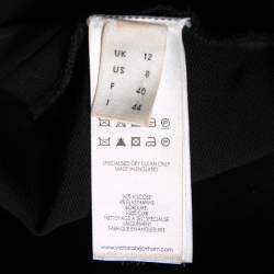 Pre Owned Victoria Beckham Black Stretch Knit Leather Strap Detail Dress M