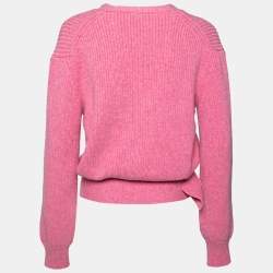 Victoria Beckham Pink Wool Button Front Belted Knitwear XS