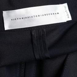 Pre Owned Victoria Victoria Beckham Navy Blue Cady Belted Zip Front Coat S