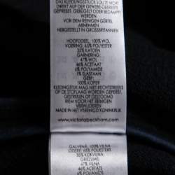 Pre Owned Victoria Beckham Navy Blue Wool Ribbed Trims Belted Coat S