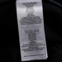 Pre Owned Victoria Beckham Navy Blue Wool Ribbed Trims Belted Coat S