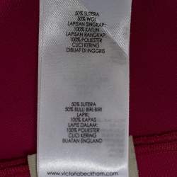 Pre Owned Victoria Beckham Pink Crepe Silk Wool Faux Overlay Sheath Dress S