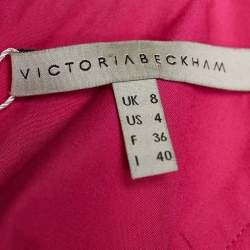 Pre Owned Victoria Beckham Pink Crepe Silk Wool Faux Overlay Sheath Dress S