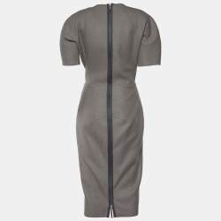 Pre Owned Victoria Beckham Grey Wool Shift Midi Dress L