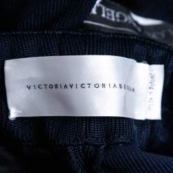 Pre Owned Victoria Victoria Beckham Navy Blue Rib Knit Flared Track Pants M