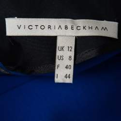 Pre Owned Victoria Beckham Blue Wool & Silk Paneled Mini Dress M