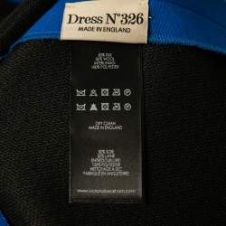 Pre Owned Victoria Beckham Blue Wool & Silk Paneled Mini Dress M