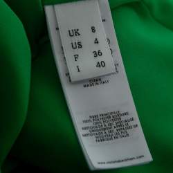 Pre Owned Victoria Beckham Green Floral-Applique Georgette Pleated Maxi Dress S