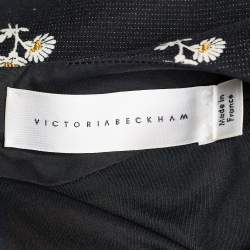 Victoria Beckham Black Daisy Jacquard Pattern Sleeveless Sheath Dress M