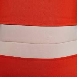 Pre Owned Victoria Beckham Orange Color Block Crepe Midi Dress L