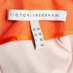 Pre Owned Victoria Beckham Orange Color Block Crepe Midi Dress L