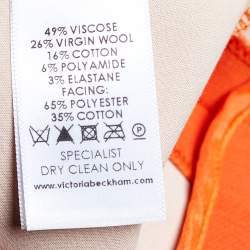 Pre Owned Victoria Beckham Orange Color Block Crepe Midi Dress L