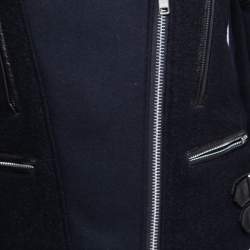 Pre Owned Victoria Beckham Bicolor Felt & Leather Biker Jacket S